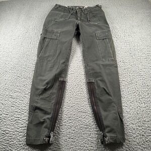 Rogan NYC Cargo Pants Womens 27 Olive Green Cotton Zip Leg Utility Made In USA